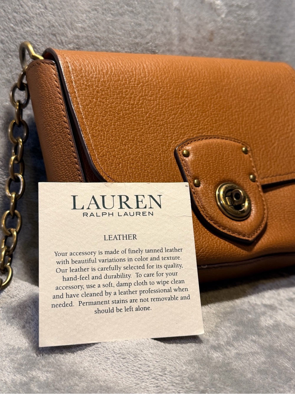 Ralph Lauren LRL Millbrook Pebbled Leather Crossbody with Chain Strap - Picture 11 of 11